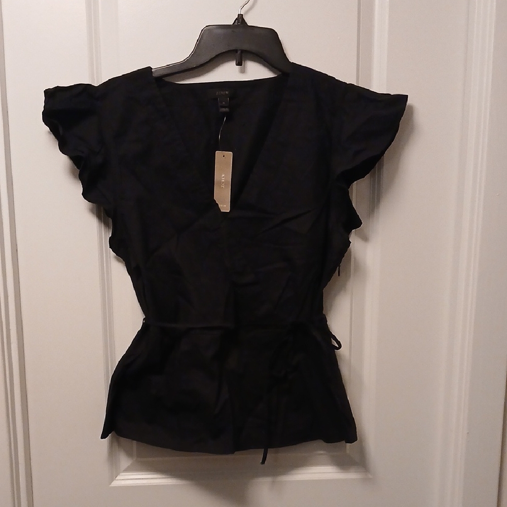 J. Crew Black Peplum Blouse